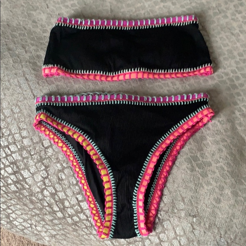 PILYQ RIBBED CROCHET two piece swimsuit